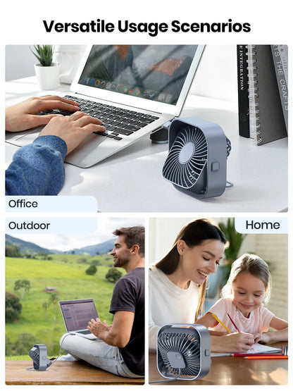 Portable Mini USB Desk Fan — 3 Speed Settings, Silent & Powerful