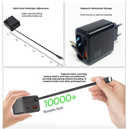 65W GaN Fast Charger — Ultra-Thin USB-C Wall Charger for iPhone & Laptop