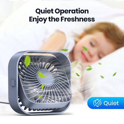 Portable Mini USB Desk Fan — 3 Speed Settings, Silent & Powerful