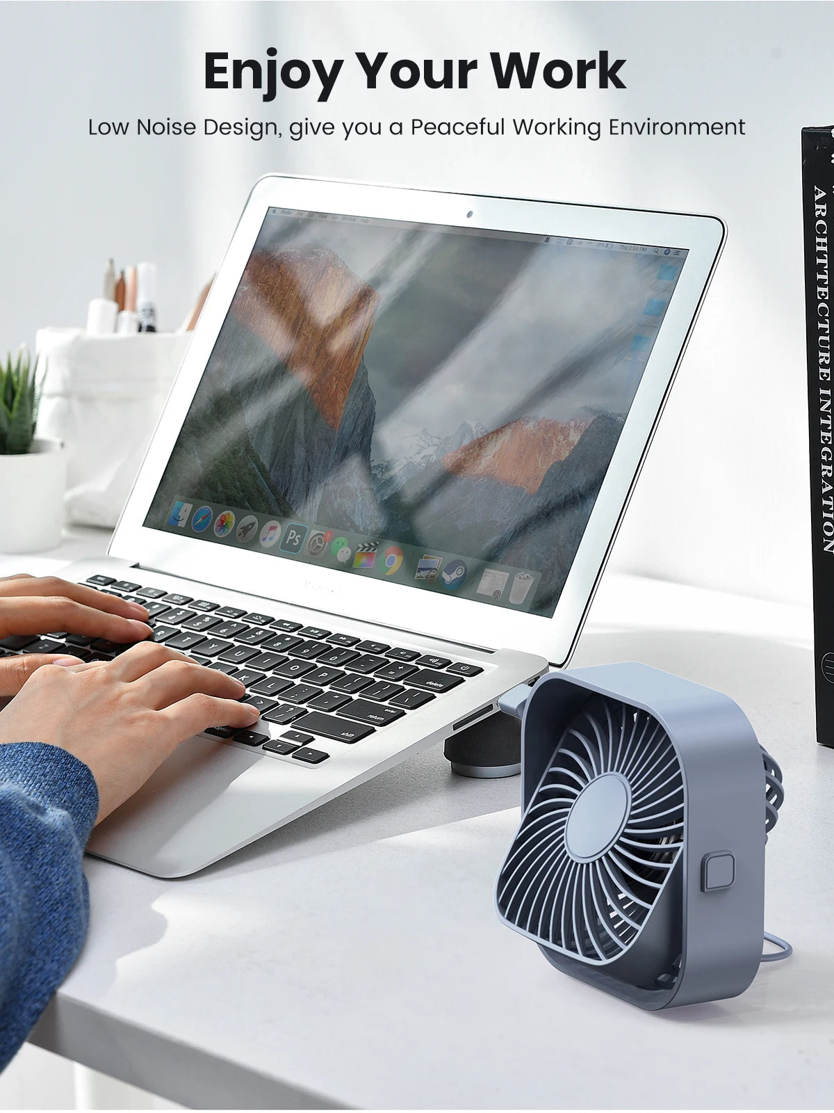 Portable Mini USB Desk Fan — 3 Speed Settings, Silent & Powerful