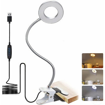 48 LED Clip Desk Lamp — Flexible USB Reading Light with 3 Color Modes