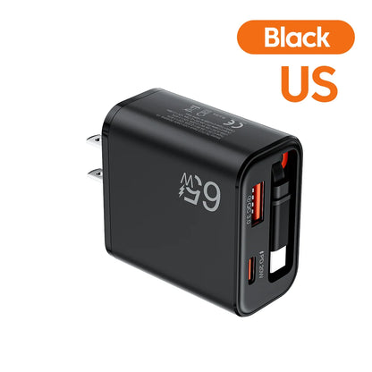 65W GaN Fast Charger — Ultra-Thin USB-C Wall Charger for iPhone & Laptop