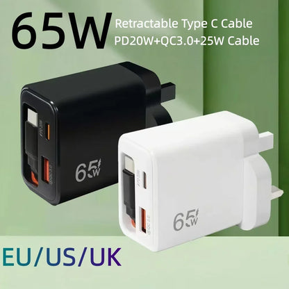 65W GaN Fast Charger — Ultra-Thin USB-C Wall Charger for iPhone & Laptop