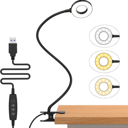 48 LED Clip Desk Lamp — Flexible USB Reading Light with 3 Color Modes