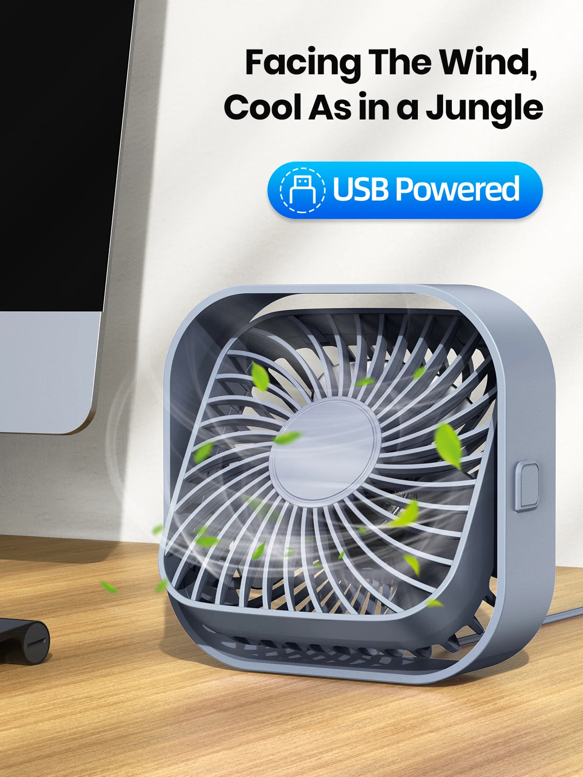 Portable Mini USB Desk Fan — 3 Speed Settings, Silent & Powerful