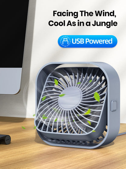 Portable Mini USB Desk Fan — 3 Speed Settings, Silent & Powerful