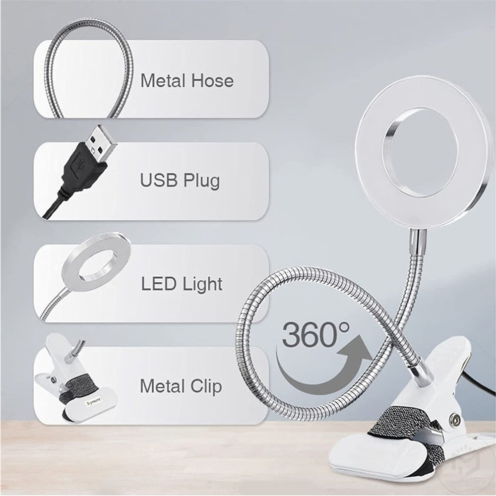 48 LED Clip Desk Lamp — Flexible USB Reading Light with 3 Color Modes