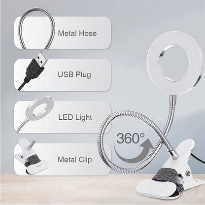 48 LED Clip Desk Lamp — Flexible USB Reading Light with 3 Color Modes