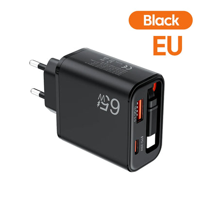 65W GaN Fast Charger — Ultra-Thin USB-C Wall Charger for iPhone & Laptop