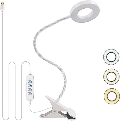48 LED Clip Desk Lamp — Flexible USB Reading Light with 3 Color Modes