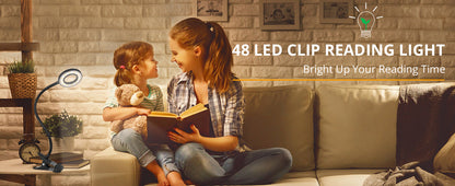 48 LED Clip Desk Lamp — Flexible USB Reading Light with 3 Color Modes