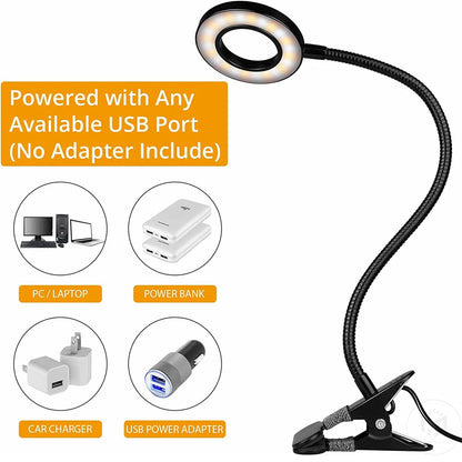 48 LED Clip Desk Lamp — Flexible USB Reading Light with 3 Color Modes