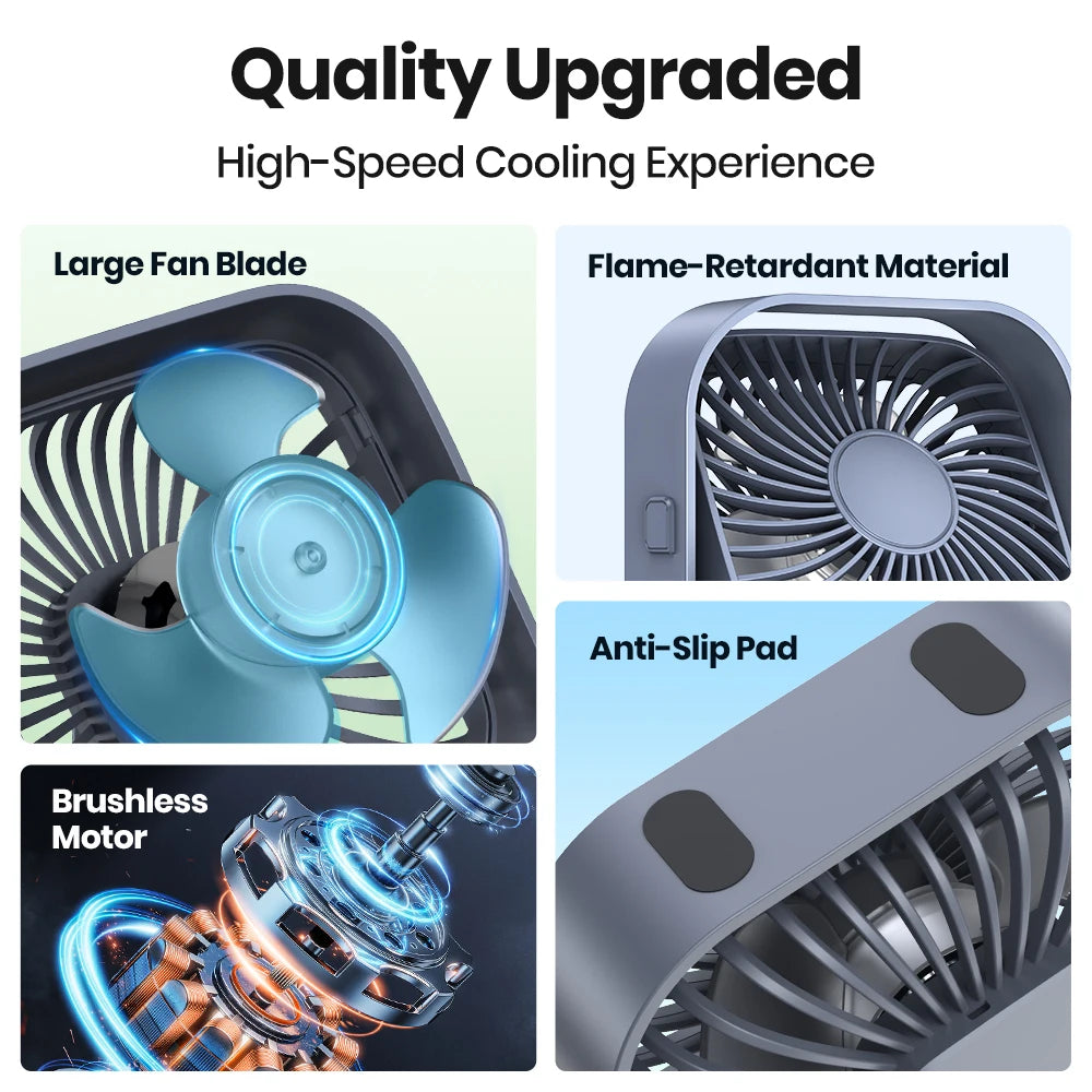 Portable Mini USB Desk Fan — 3 Speed Settings, Silent & Powerful