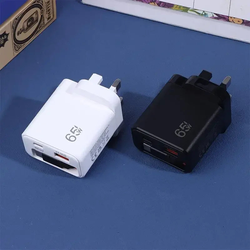 65W GaN Fast Charger — Ultra-Thin USB-C Wall Charger for iPhone & Laptop