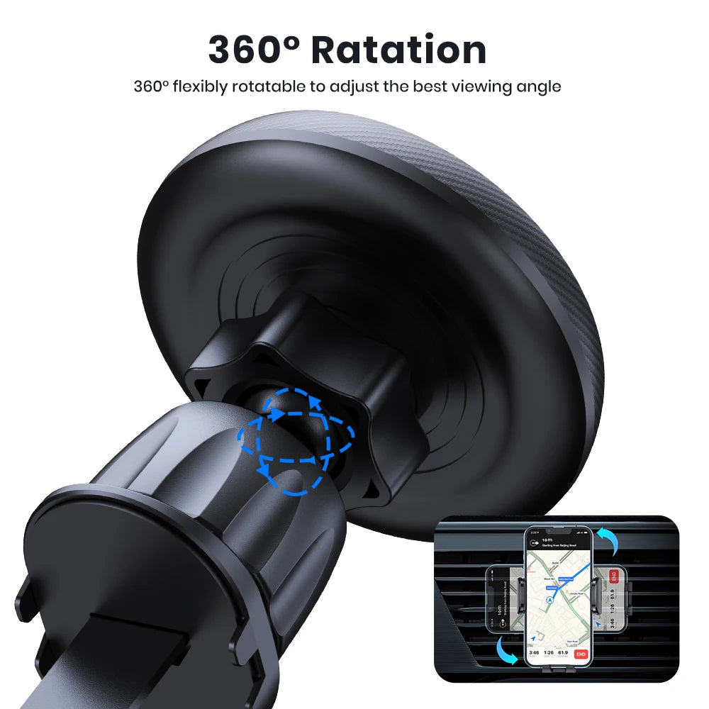 Magnetic Car Phone Holder — MagSafe Compatible, 360° Rotation